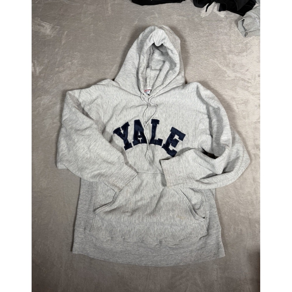Vintage Yale University Hoodie Soffe Super Sweats USA Made Medium 80s 90s Gray